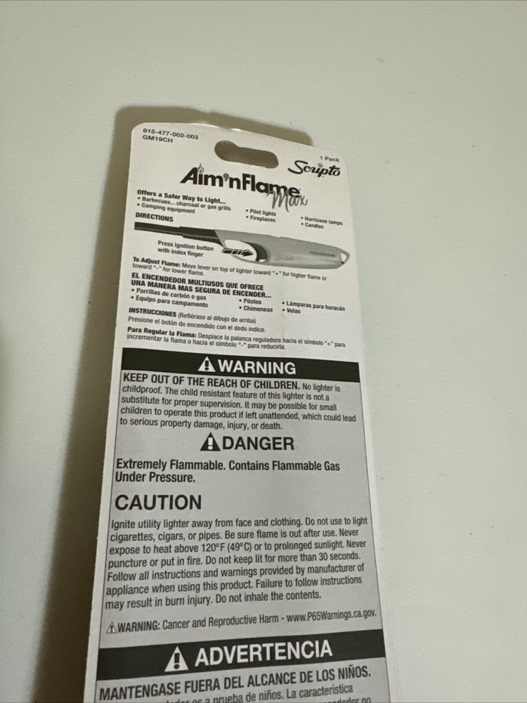 Scripto Aim N Flame Max Ez Light Red Lighter