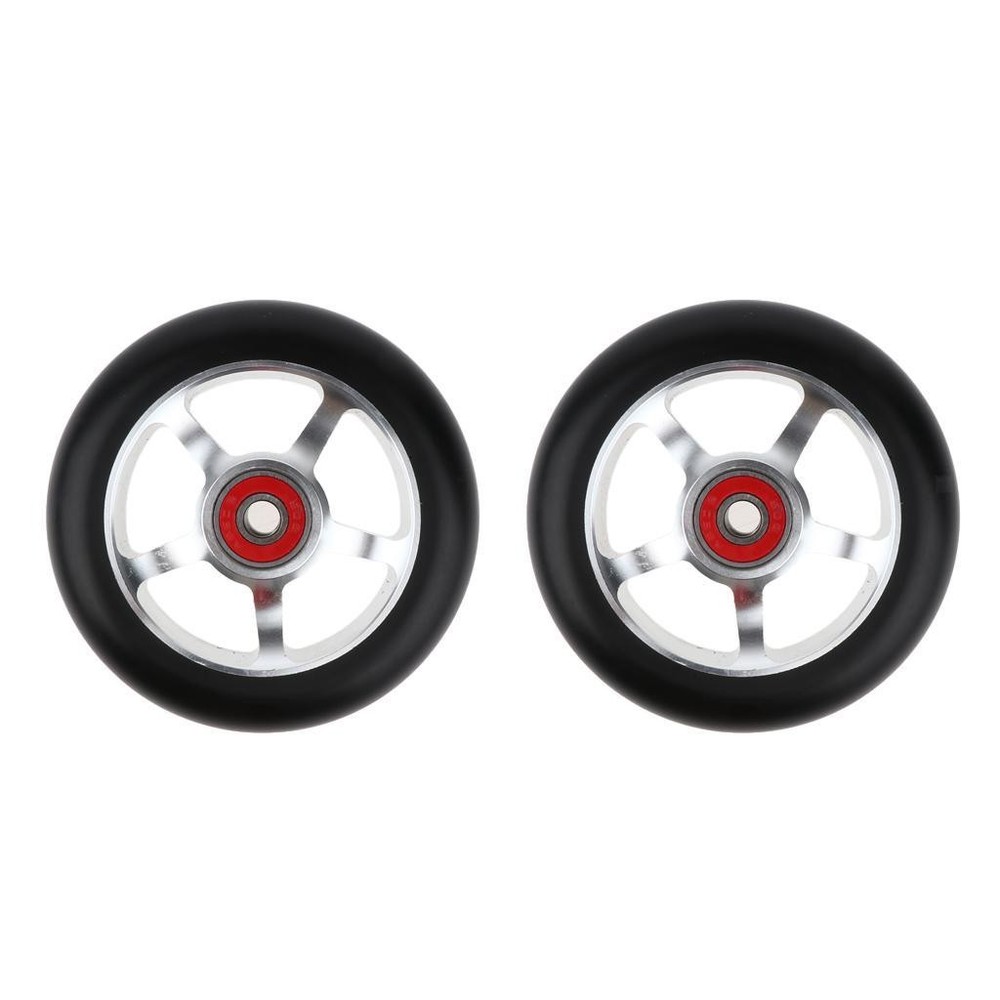2pcs Replacement 100mm Push/Kick/ Scooter Wheels with silver