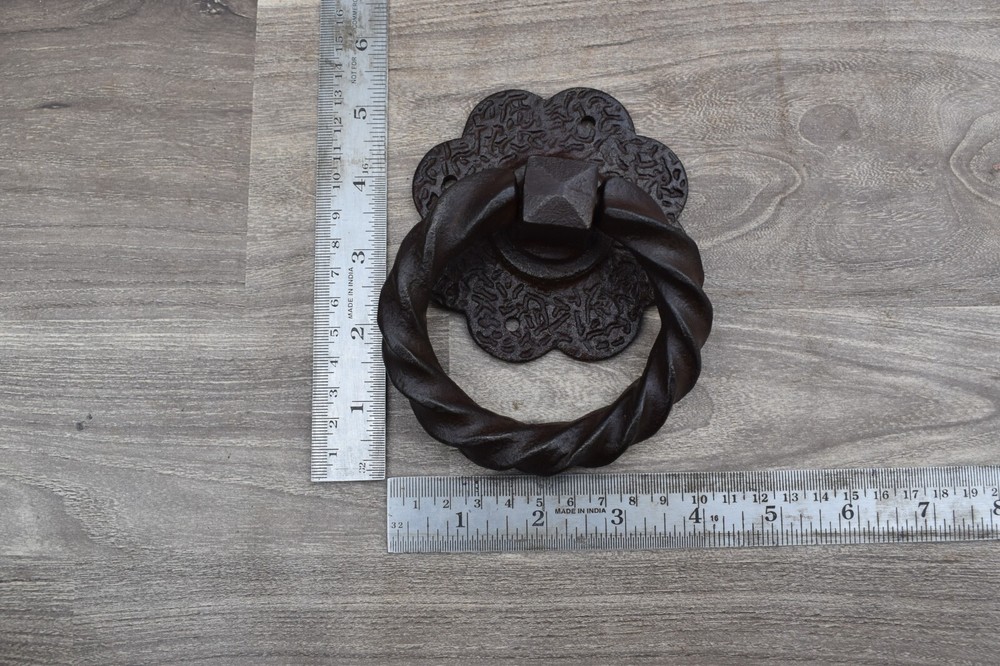 Vintage Cast Iron knocker chest door ring Pull drop handle knobs 2 pic