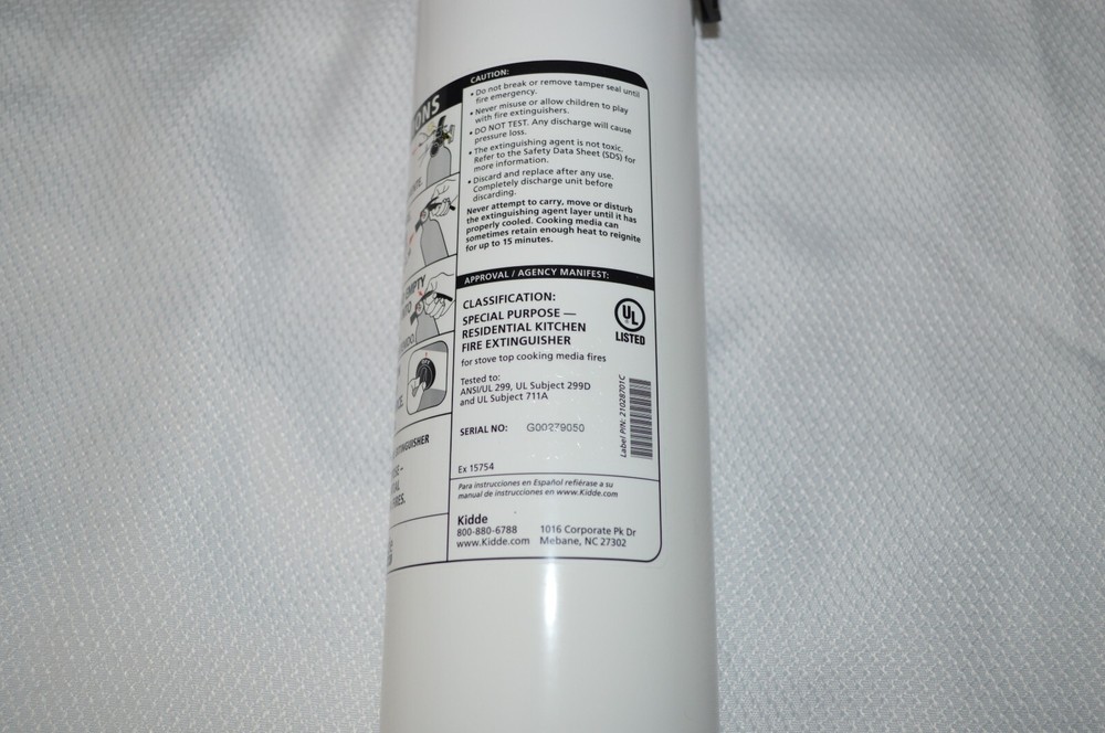 KIDDE ~ KITCHEN FIRE EXTINGUISHER ~ EASY MOUNT BRACKET ~ RESSP ~ DRY CHEMICAL