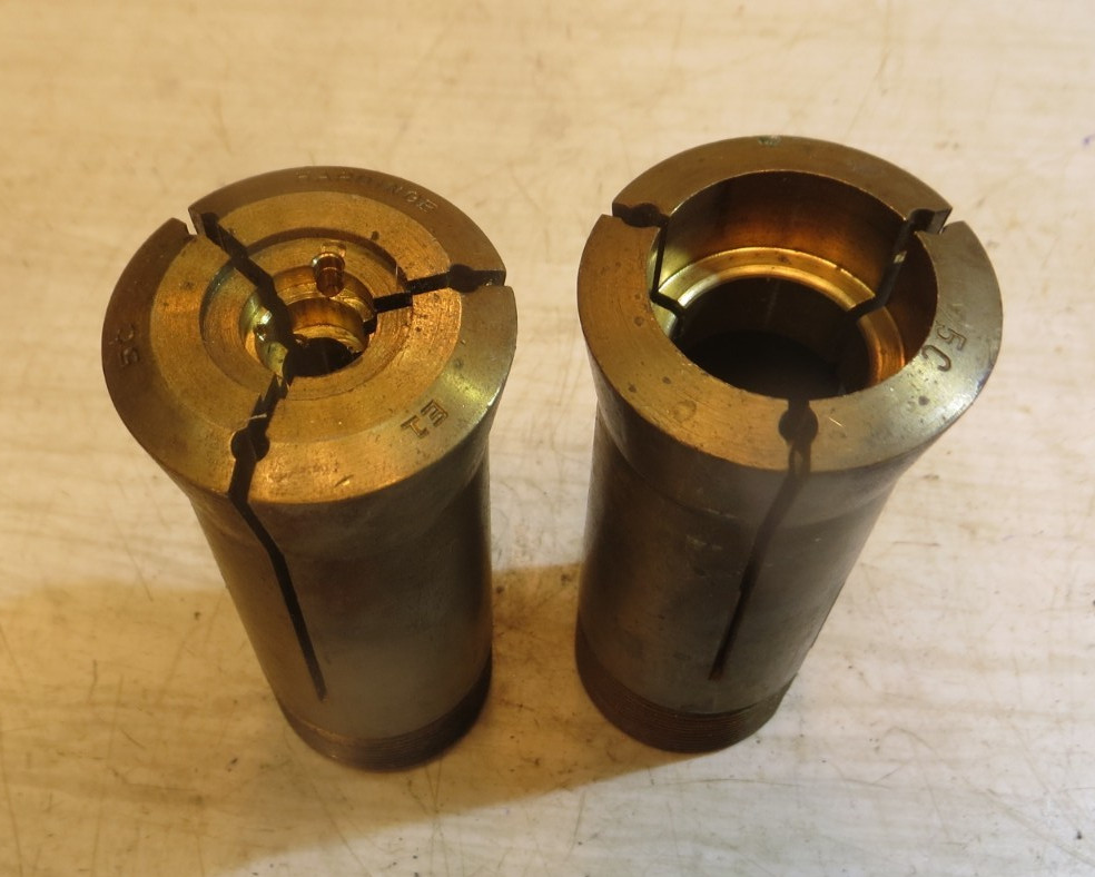 2 Hardinge BRASS Emergency 5C Round Collet Internal/External Threads