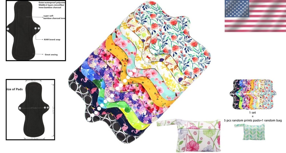 Bamboo Charcoal Menstrual Pads - Leak-Proof & Absorbent
