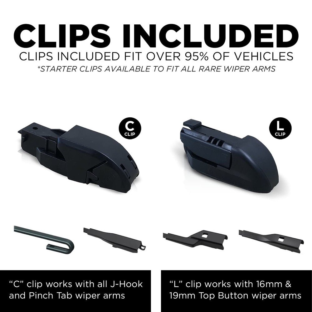 ClixWipers 22" + 22" High Performance Premium Automotive Replacement Windshield