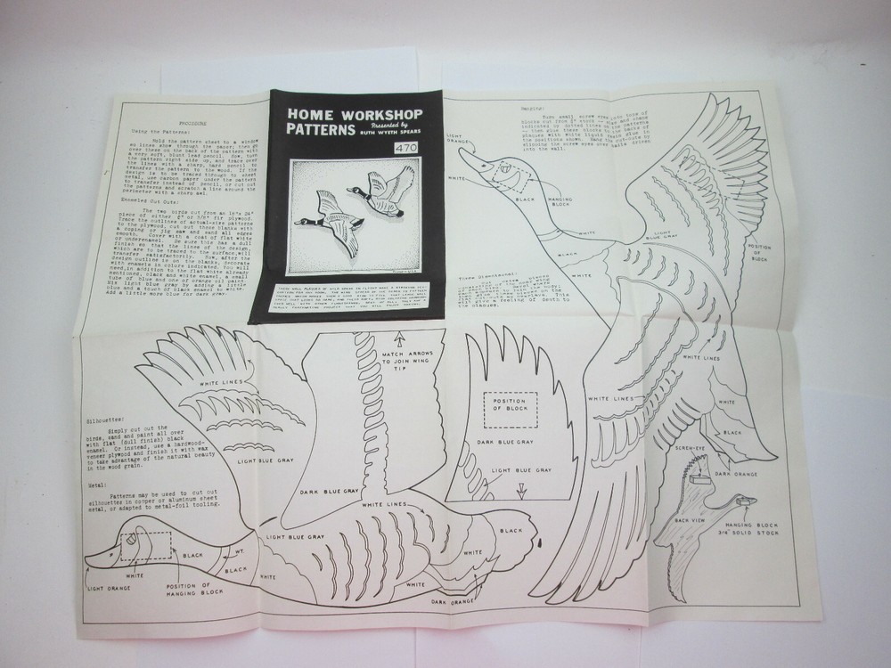 Vintage Ruth Spears Home Workshop Patterns 470 Wild Geese Wall Plaques In Flight