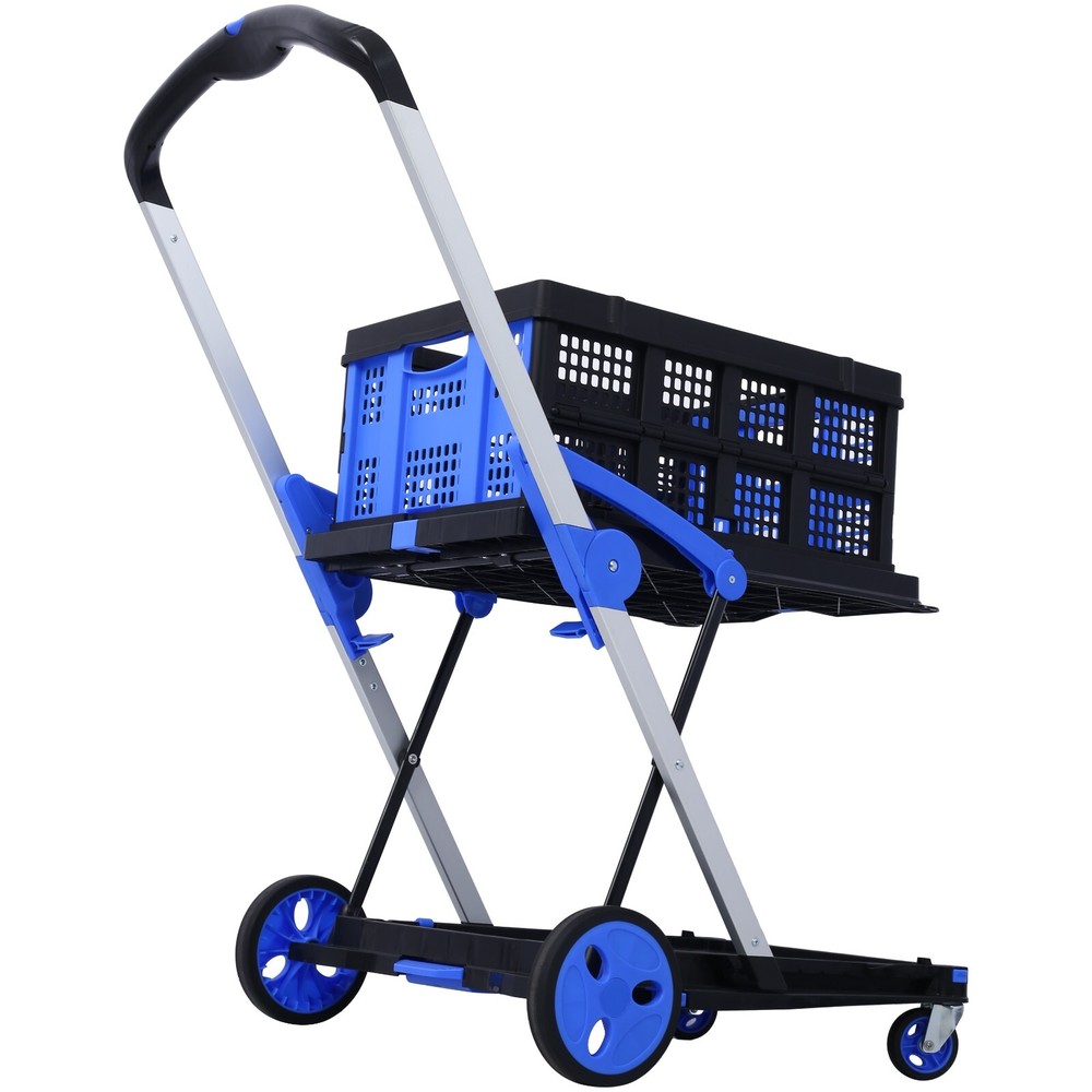 Collapsible Utility Cart Multi Use 2-Tier with Baskets Blue