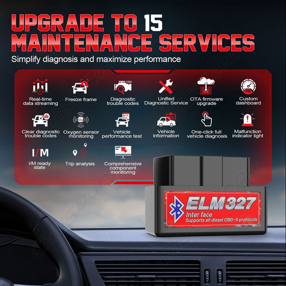 OBD2 Car Bluetooth Scanner Code Reader OBDII ELM327 V5.1 Read Tool for Android