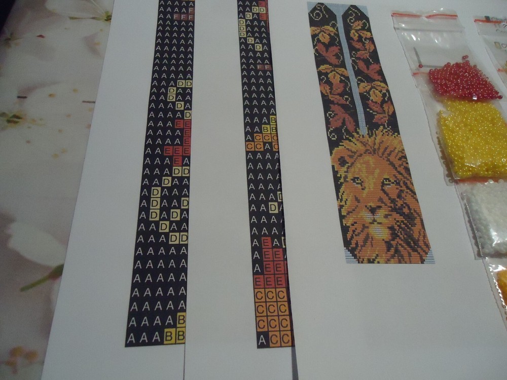 Kit for making a necklace gerdan. Beading Loom Pattern. #Lion 1a