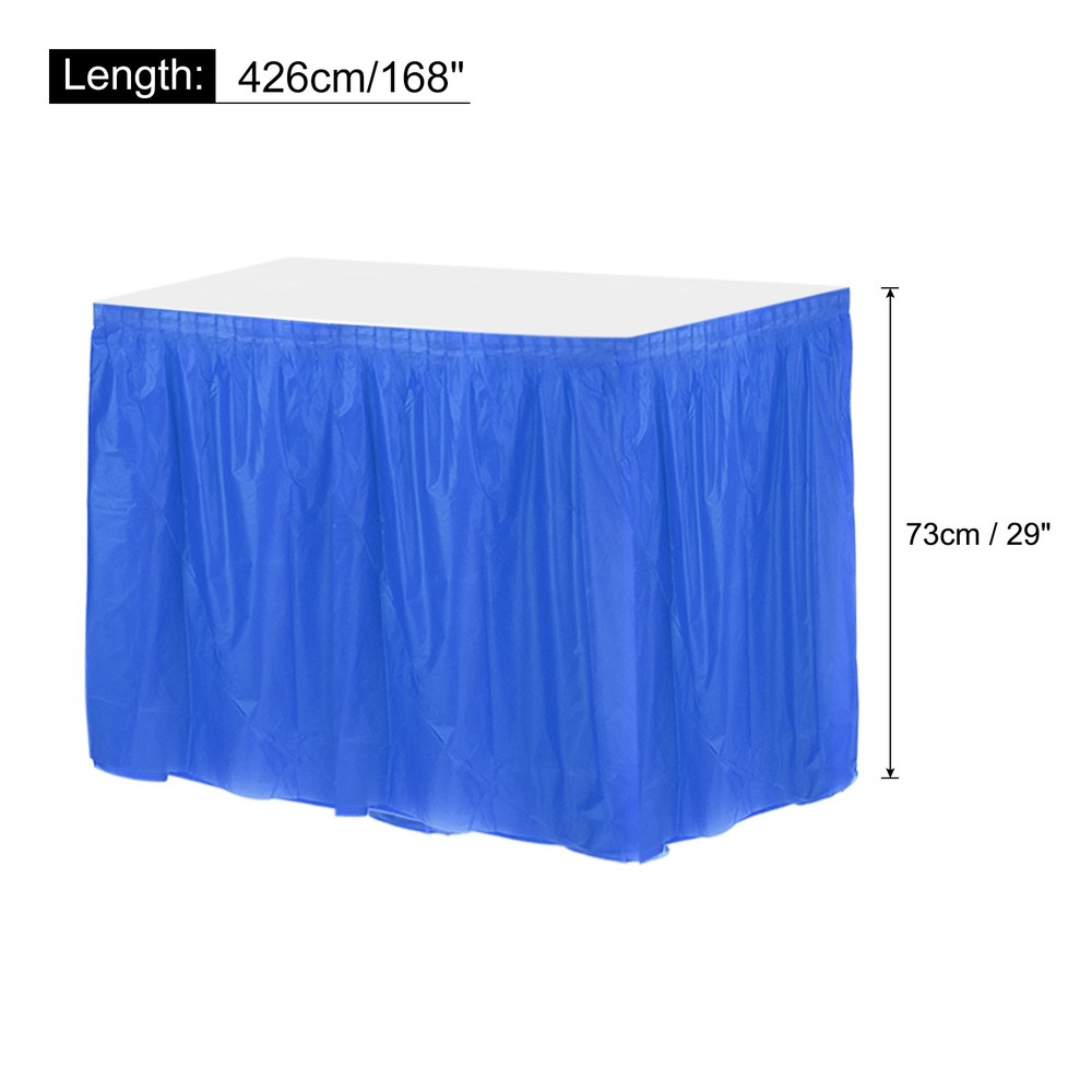 1 Pack Dark Blue Plastic Table Skirts, 29 in x 14 Ft Table Skirts Rectangle