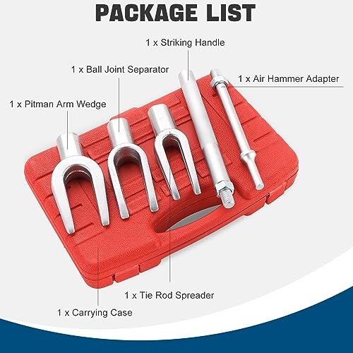 Ball Joint Separator Tie Rod Tool Set 5PCS Pickle Fork Kit with Ball Red