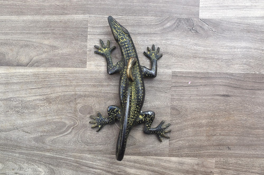 Vintage Brass Door Handle pull Lizard Heavy Gate Pull Handle Table Decor statue