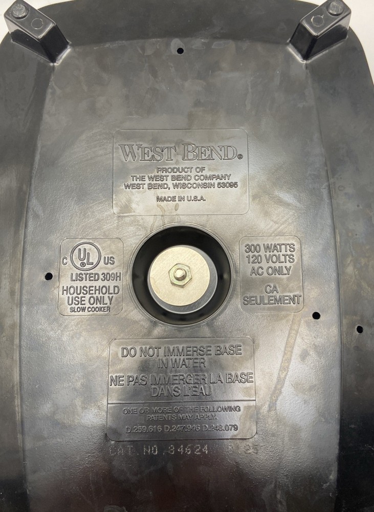 Vintage West Bend Slow Cooker Original Replacement Heating Plate
