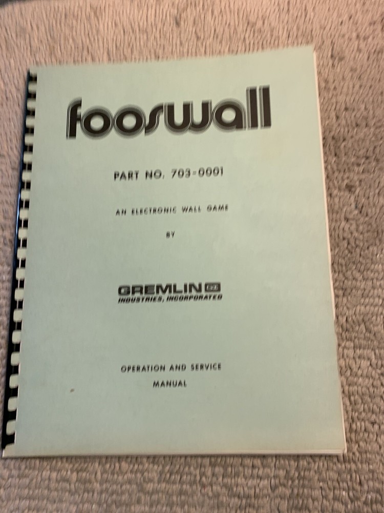 Original Fooswall Gremlin Arcade video game manual