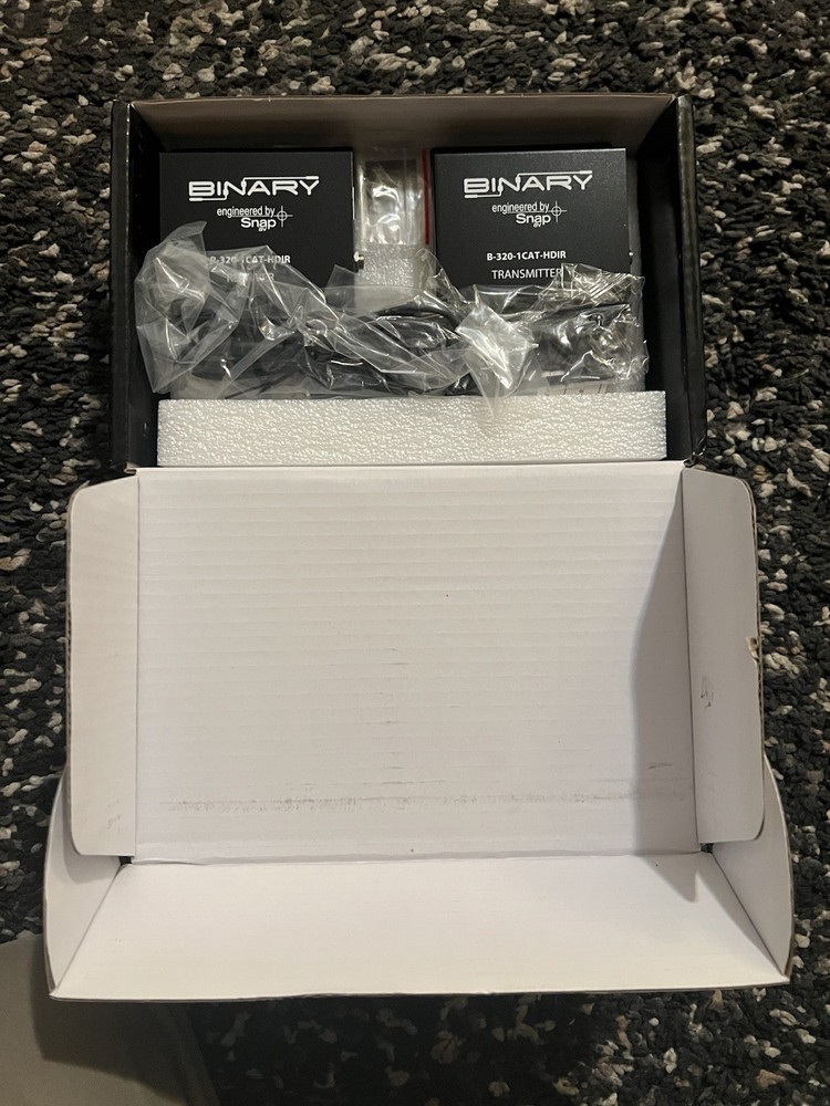 Binary HDMI Extender B-320-1CAT-HDIR Transmitter and Receiver Brand New Open Box