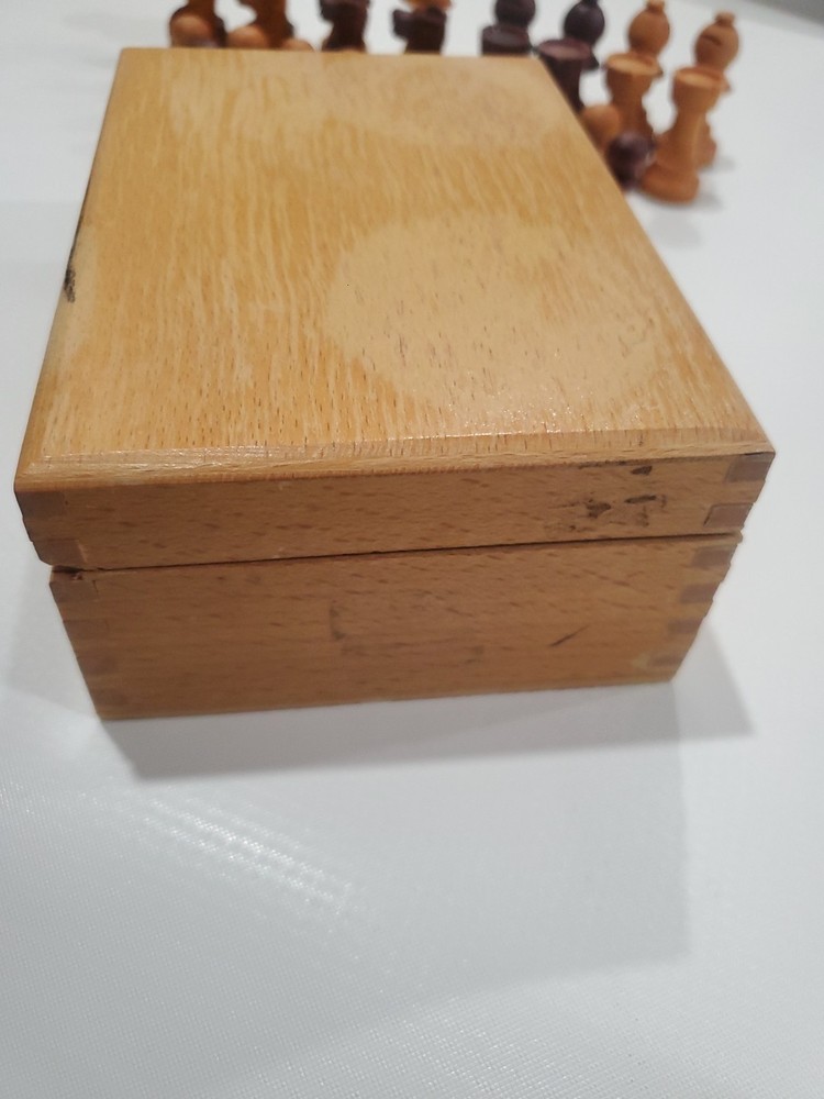 Vtg Chessmen Boxwood , Handcrafted . Unknown Maker.