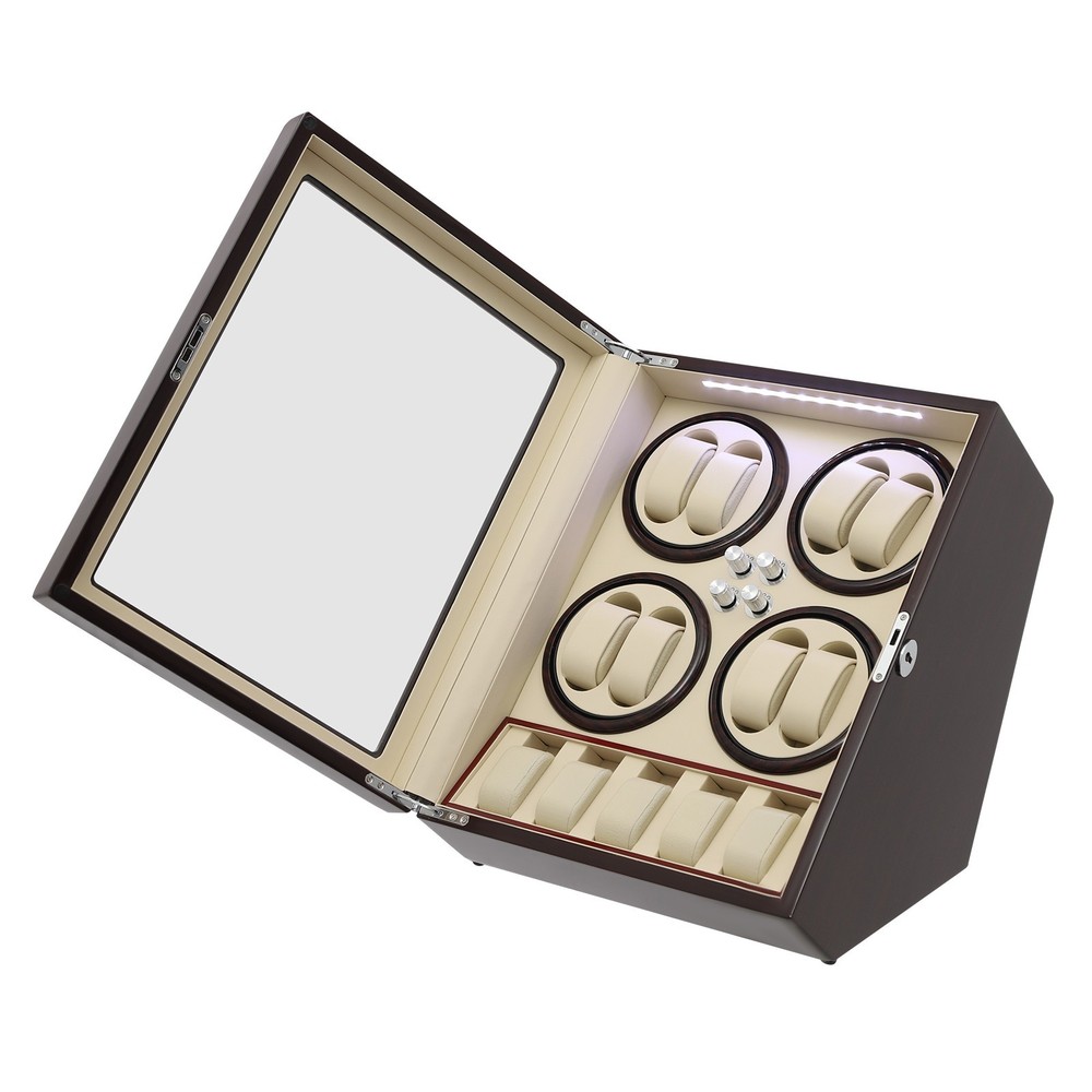 8+5 Automatic Watch Winder Box Watch Display Case Storage with LED Light 4 Modes