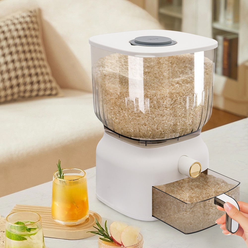 13.23lbs Rice Dispenser Grain Storage Container Kitchen Organizer With Rice Cup