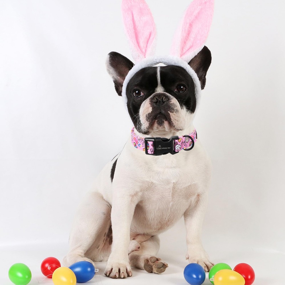 ARING PET Easter Dog Collar, Cute Pink Eggs Pet Medium, Easter-Pink Egg