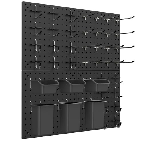 Peg Board Kit, Includes Pegboard and Accessories,with Hooks and 66 Black
