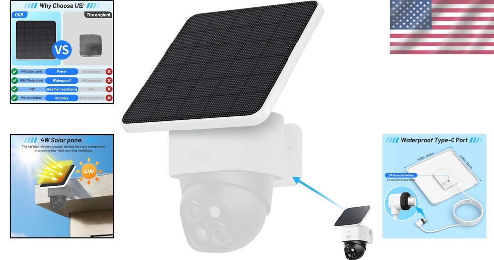 4W Solar Panel Compatible with Eufy Security Solocam S340,Replace the 2