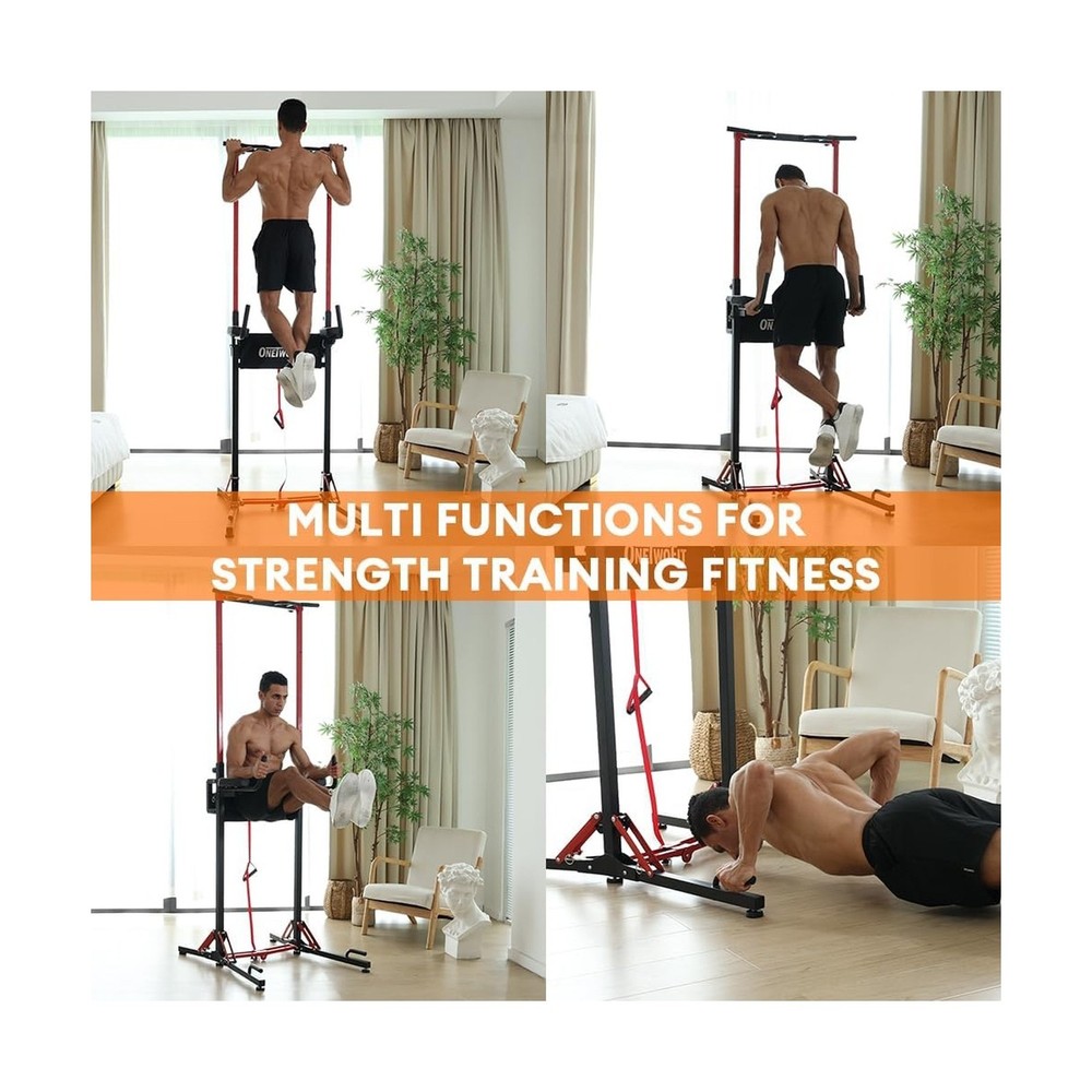 ONETWOFIT Foldable Power Tower Pull Up Bar Station, Multi-Function Adjustable...
