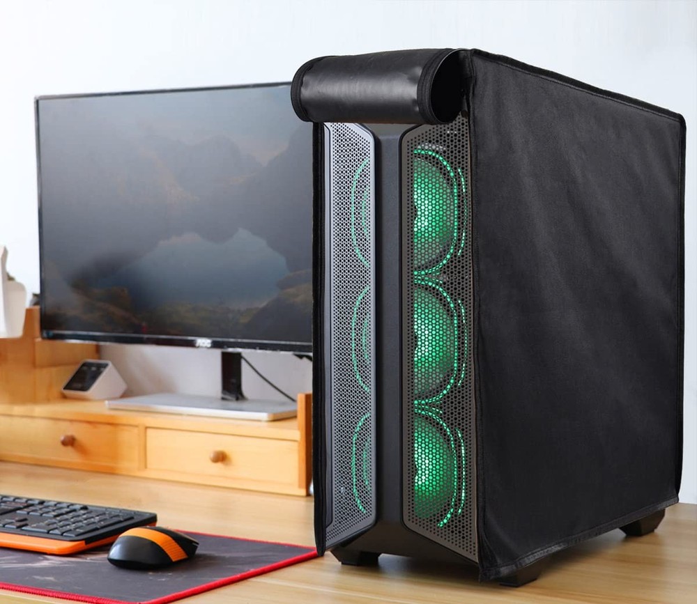 Computer CPU Dust Cover, Waterproof Desktop PC Mid-Tower Host Black