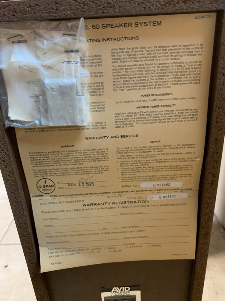 Vintage Avid Phonograph Speakers