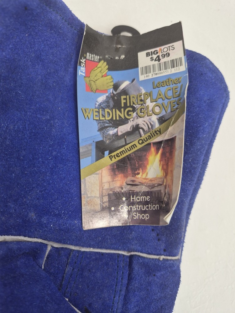 Task Master Leather Fireplace/Welding Gloves blue