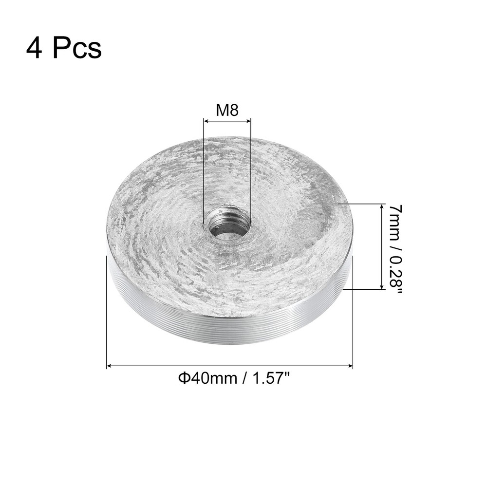 M8 Thread 40mm Diameter Round Shape Aluminum Disc Hardware 4pcs