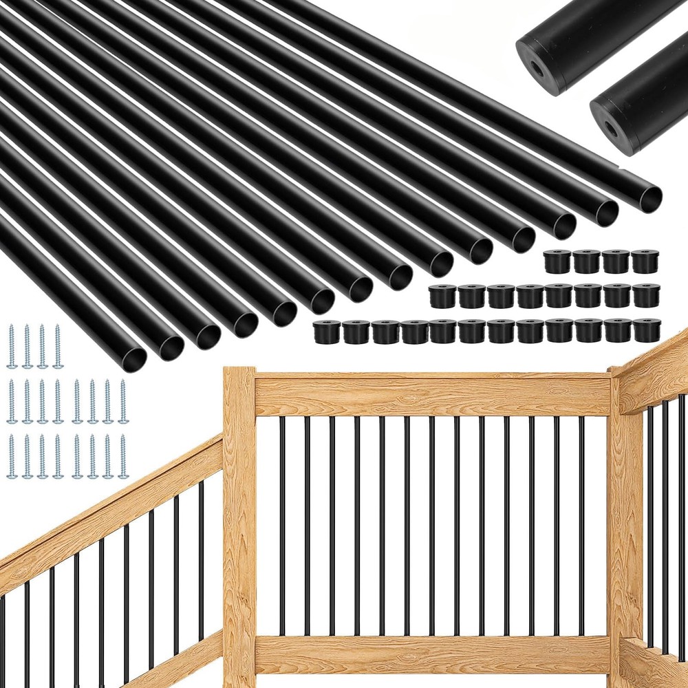 101 Pack 26" Deck Balusters, Hollow Round Aluminum Balusters for Deck Railing...