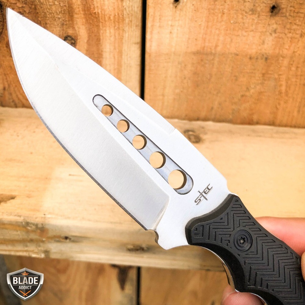 2PC 8.5" Fixed Blade Tactical Hunting Knife with ABS Belt Loop Holster Sheath