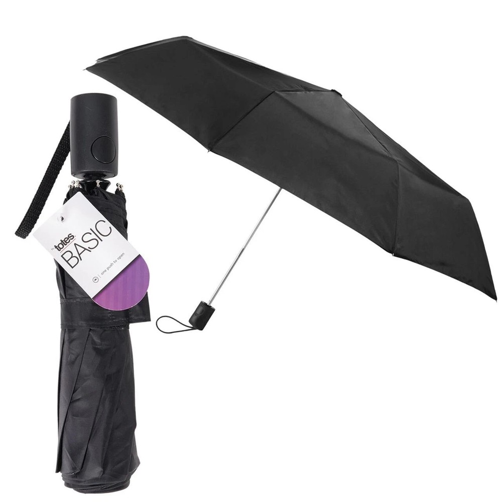 totes Basic auto open umbrella ~ 42  Coverage ~ Black NEW