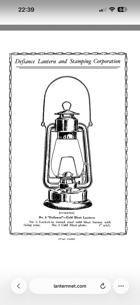 Defiance Lantern & STPG NO.2 U.S.M.C. Kerosene Lantern