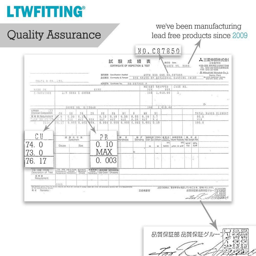 LTWFITTING No Lead Brass PEX Crimp Fitting 3/4-Inch Coupling (Pack