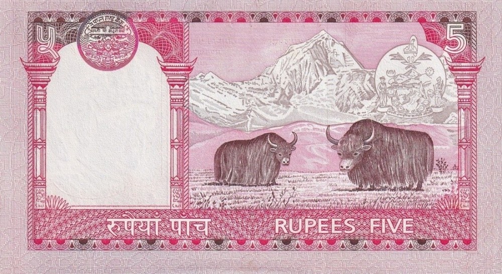 Nepal 5 Rupees ND 2005-2006 P 53 UNC FOXING