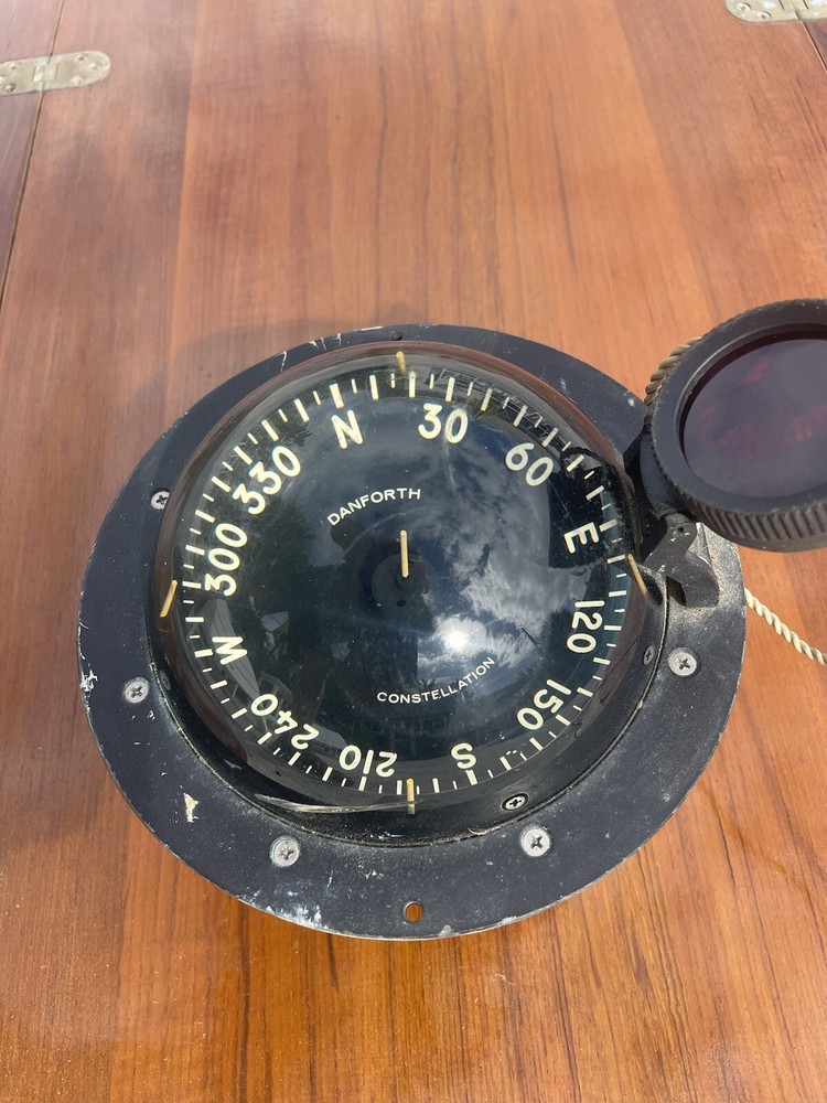 VINTAGE DANFORTH CONSTELLATION BINNACLE MOUNT COMPASS WITH 5" CARD