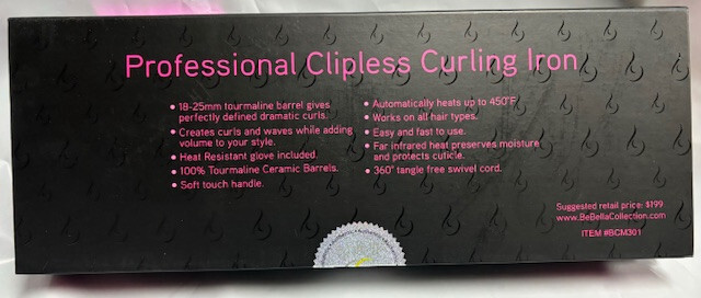 BEBELLA EVOLUTION 1 PIECE 18-25MM MEDIUM CLIPLESS CURLER (HOT PINK 18-25MM)NWB