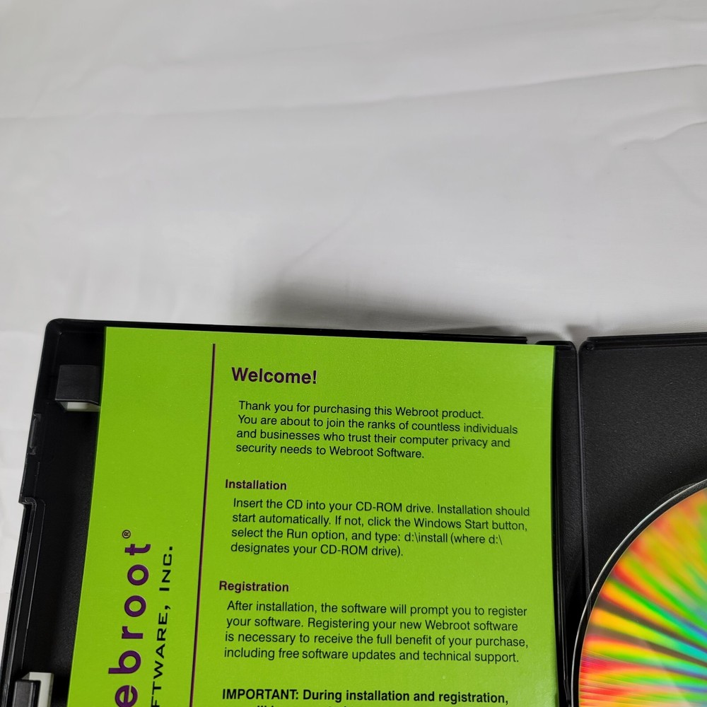 Webroot Spy Sweeper Windows Vista, XP 2003-2008 Software single PC Untested