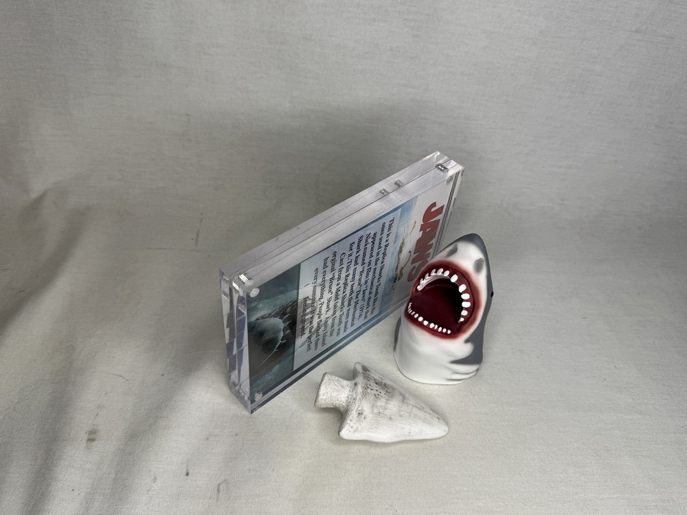 Jaws, Bruce Shark Tooth and Stand, Solid Resin, Display Plaque, Prop Replica