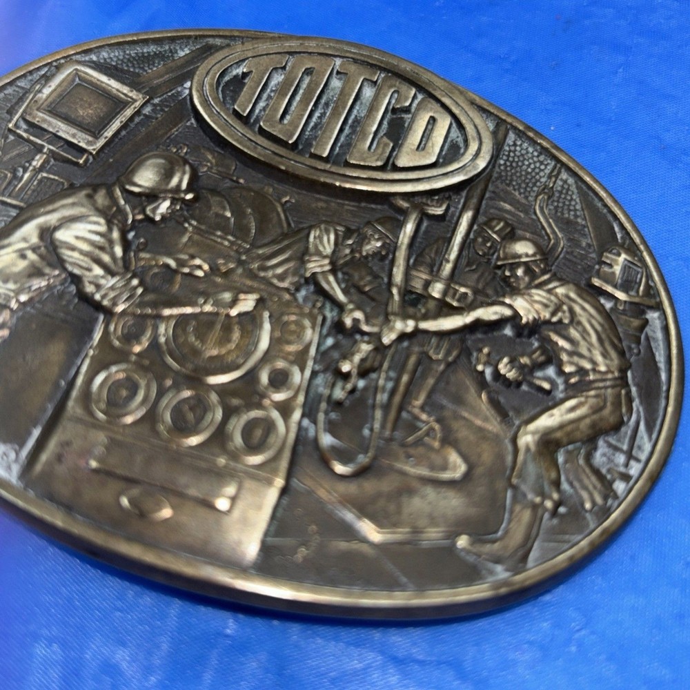 1982 Vintage TOTCO Technical Oil Tool Company Solid Brass Belt Buckle