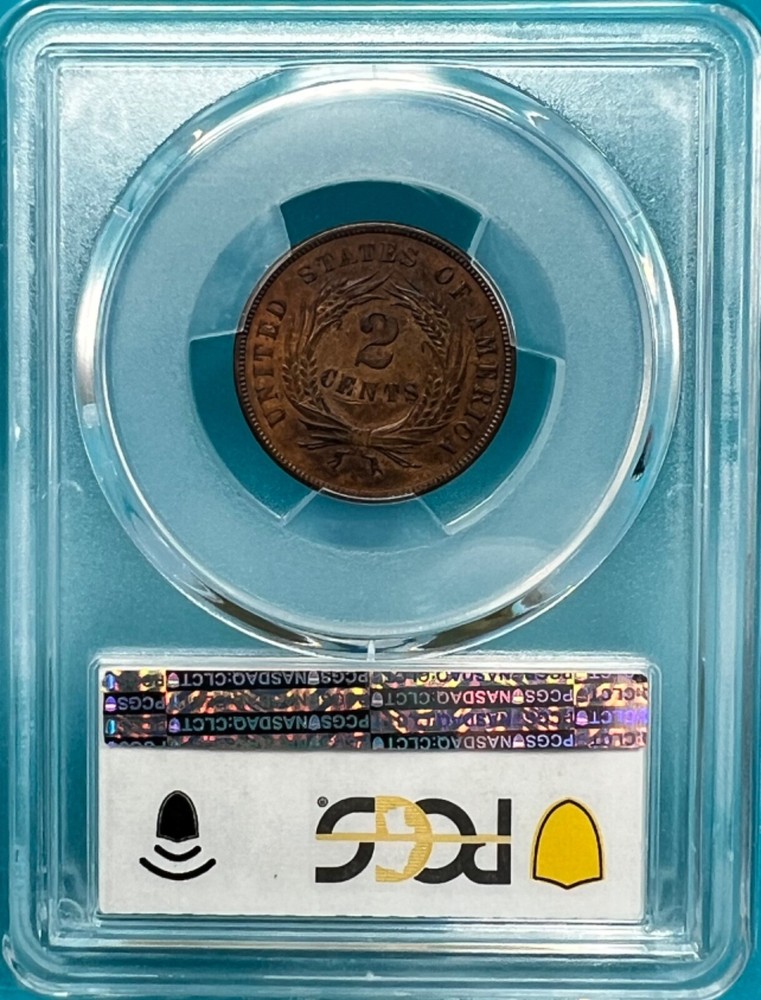 SALE - 1868 2 Cent Two Cent Piece Coin PCGS Grading MS-62BN Beautiful Example