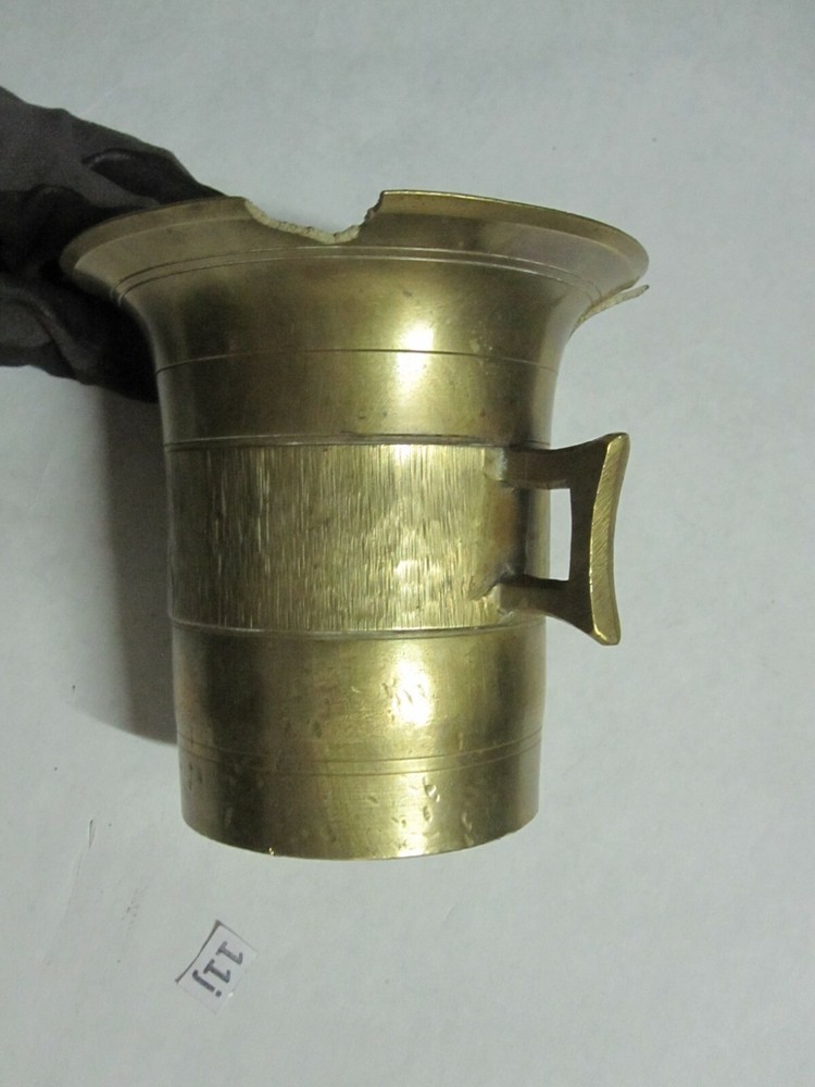 brass mortar Chemist apothecary grinding cup 2 handled