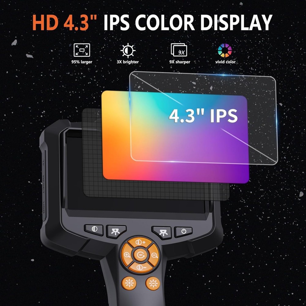 Endoscope Camera with Light, 1080P HD Borescope 8 Adjustable Orange