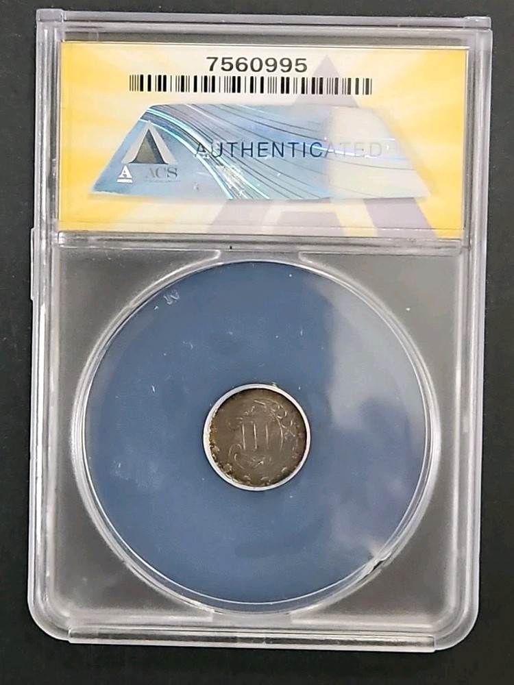 1862 .03 ANACS AU 50 STAR AND SHIELD three cent (3c)