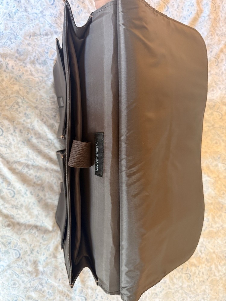Wilsons Leather Brown Briefcase Buckle Closure Adjustable Strap Top Handle