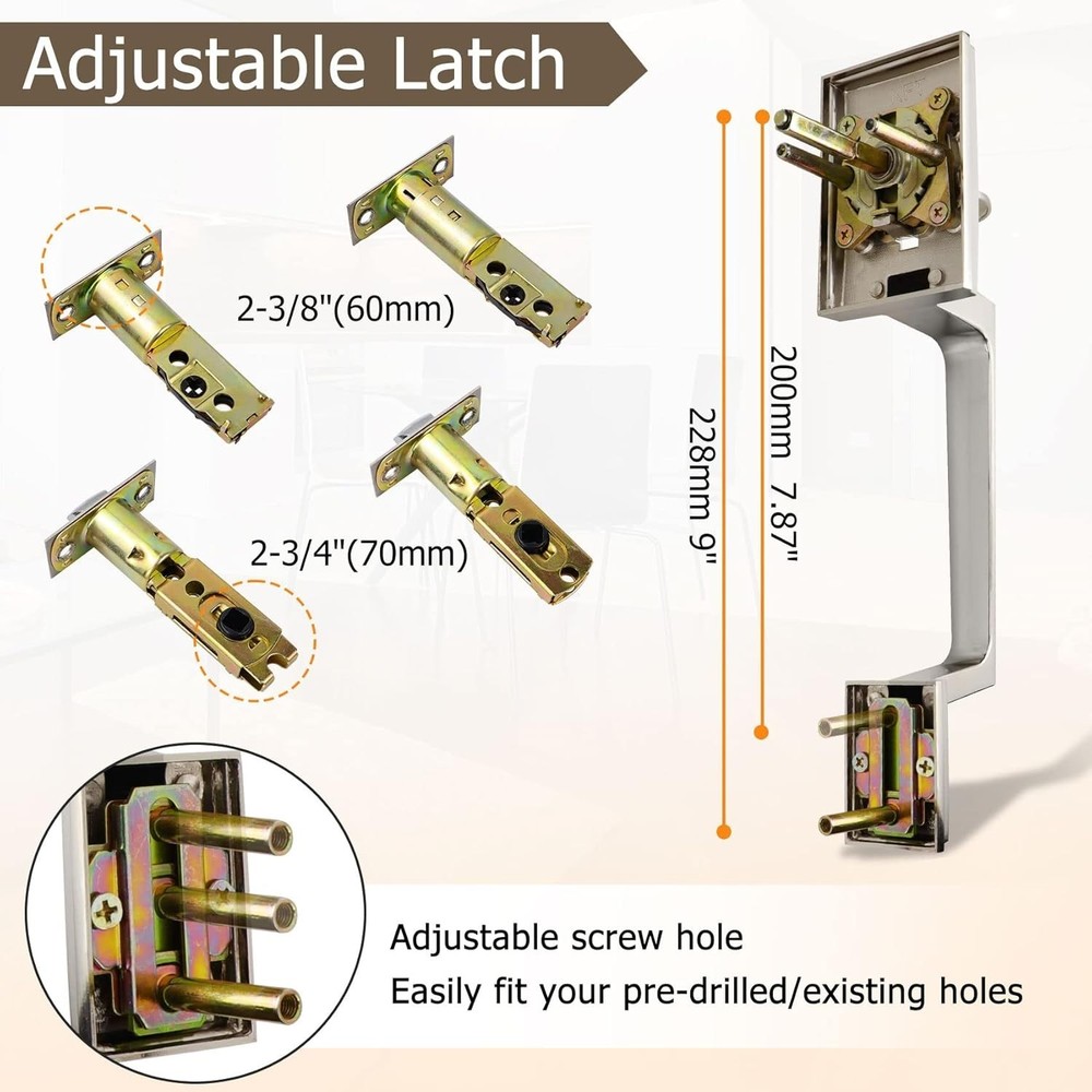 Adjustable Front Door Lock with Lever Handle - Modern Style