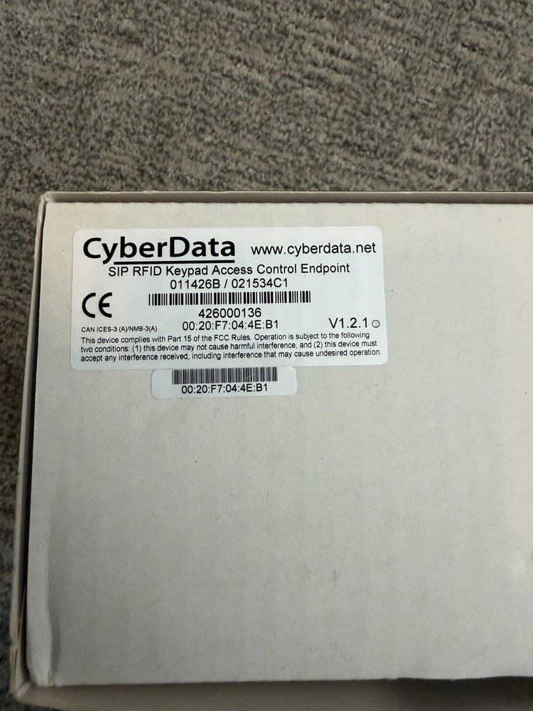 CYBERDATA 011426B - SIP RFID Keypad Access Control Endpoint