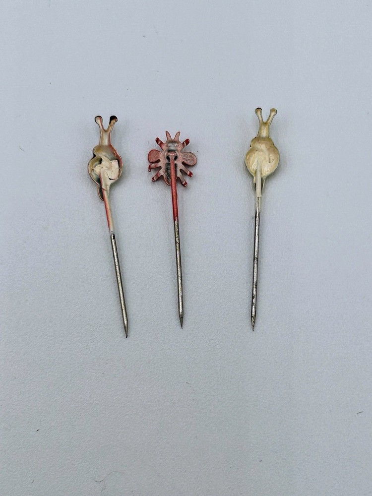 Vintage Set Of Creature Sewing Pins Snails & Bug Kitsch