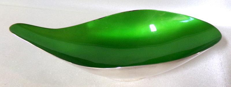 Mid Century Modern Lime Silverplate Teardrop Bowl