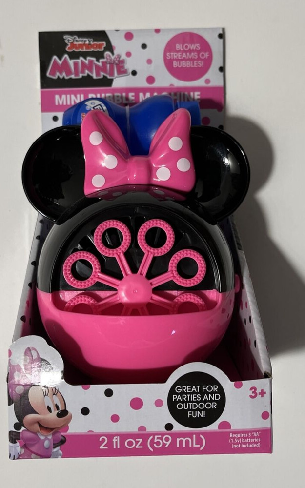 Disney Junior Minnie Mouse Mini Bubble Machine w/ Bubbles  NEW