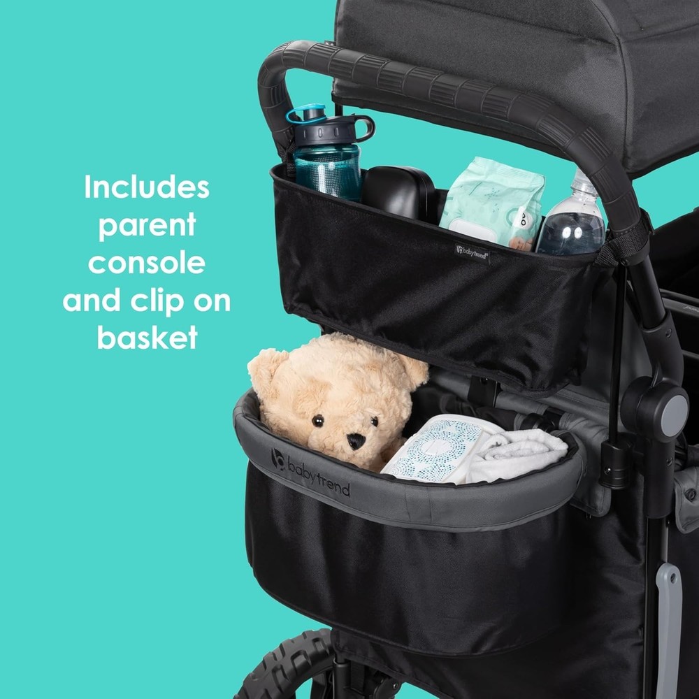 Foldable Stroller Wagon for Children with Adjustable Handle and Storage Basket